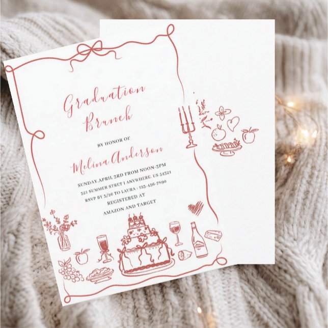Convite de café da manhã de formatura com flores s (Criador carregado)