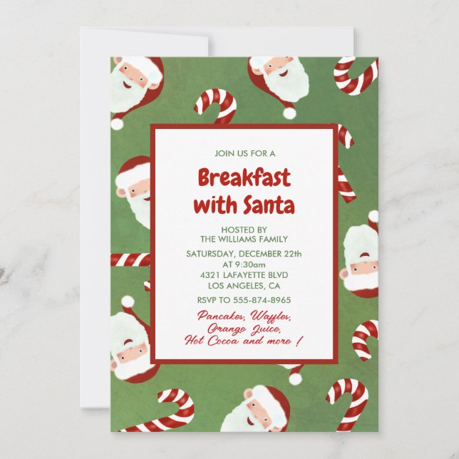 Convite de Café da Manhã de Natal com Papai Noel C (Frente)