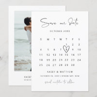 Convite de calendário minimalista com foto para gu