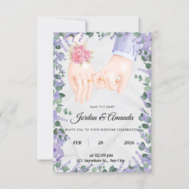 convite de campos de lavanda elegantes