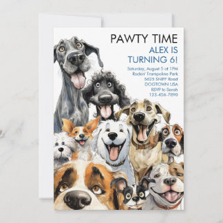 Convite de Cão Convite de Aniversário Divertido Fe