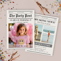 Convite de capa de revista de jornal de aniversári