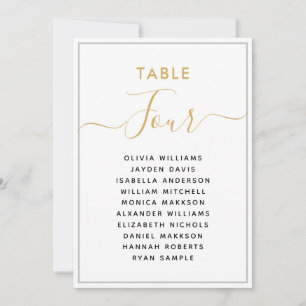 Convite de Carta de Assentos de Mesa em Ouro Elega
