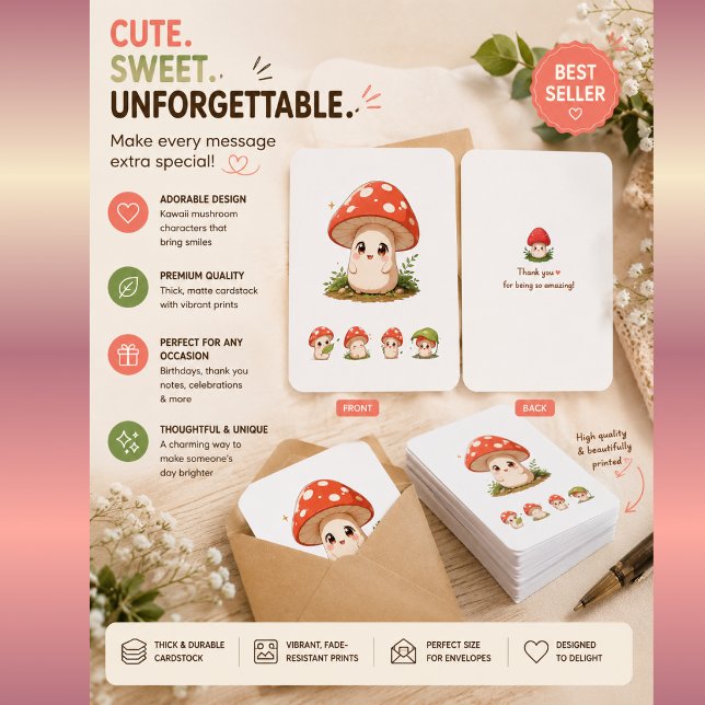 Convite de Carta de Gatinho de Cogumelo Fofo – Kaw (Criador carregado)