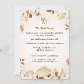 Convite de Carta de Inauguração Sikh, Sukhmani Pat