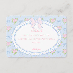 Convite de Cartão Azul Vintage com Detalhes Florai