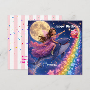 Convite de Cartão de Aniversário Baleia FairyRainb