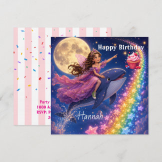 Convite de Cartão de Aniversário Baleia FairyRainb
