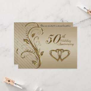 Convite de Cartão de Aniversário de Bodas de Ouro