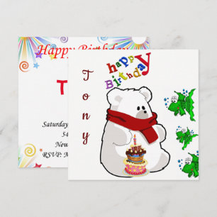 Convite de Cartão de Aniversário Urso Polar