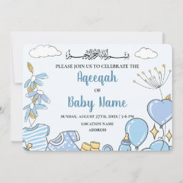 Convite de Cartão de Aqeeqah de Bebê Menino Instan