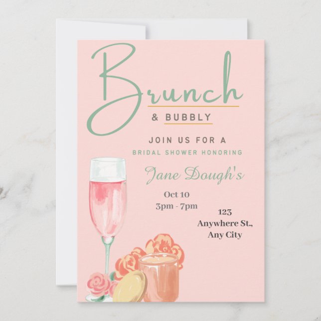 convite de cartão de Brunch e Bubbly (Frente)