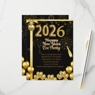 Convite de Cartão de Festa de Ano Novo Elegante