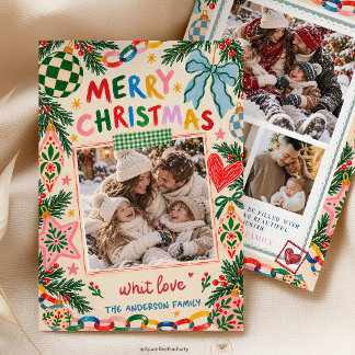 Convite de cartão de foto de família de Natal capr