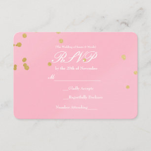 Convite de cartão de resposta Blush Pink & Gold Co