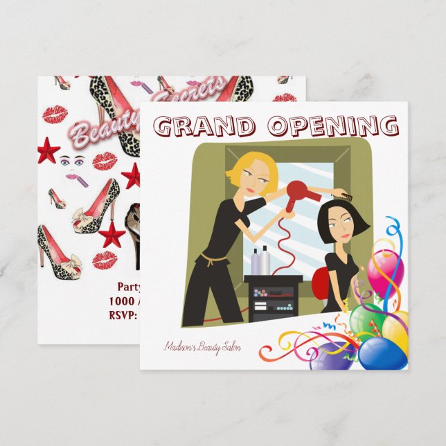Convite de Cartão de Salão de Beleza de Grande Abe (Frente/Verso)