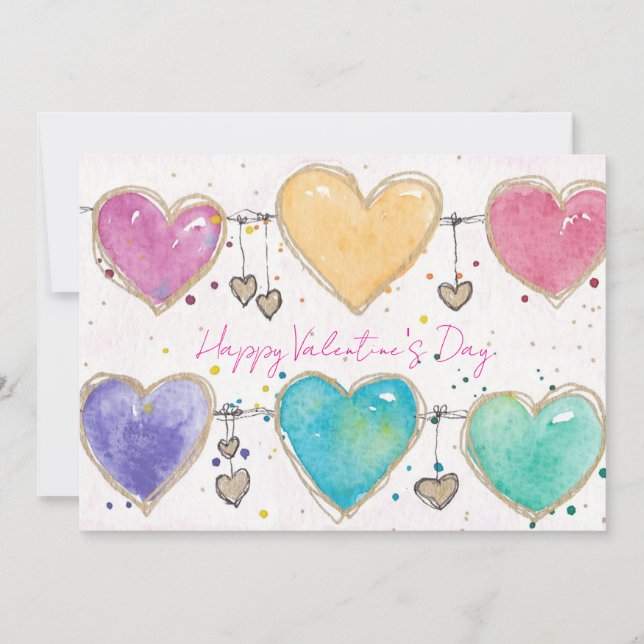 Convite de Cartão de São Valentão com Corações Est (Frente)