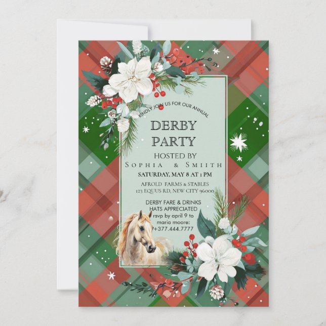 Convite de Cartão Elegante para Festa de Derby de  (Frente)