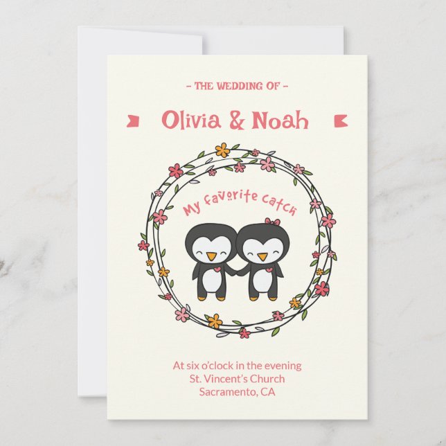 Convite de cartão engraçado do pinguim (Frente)