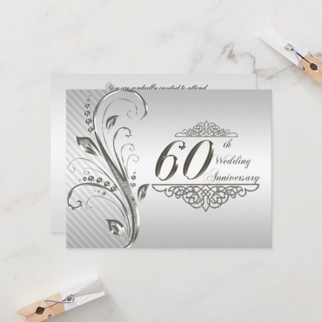 Convite de Cartão para 60º Aniversário de Casament (Frente/Verso In Situ)