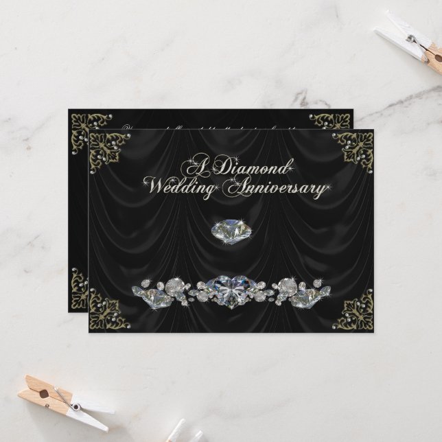 Convite de Cartão para 60º Aniversário de Casament (Frente/Verso In Situ)