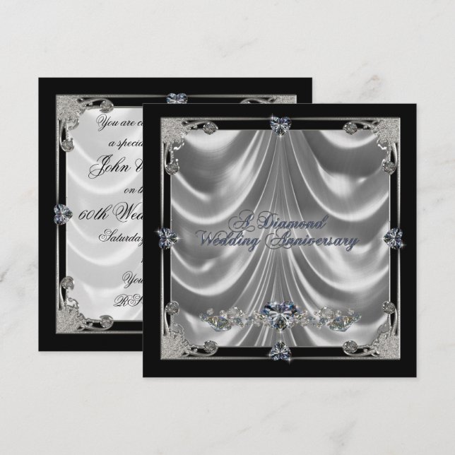 Convite de Cartão para 60º Aniversário de Casament (Frente/Verso)