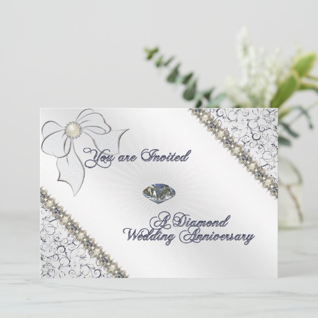 Convite de Cartão para 60º Aniversário de Casament (Em pé/Frente)