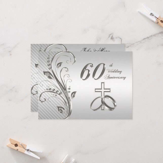 Convite de Cartão para 60º Aniversário de Casament (Frente/Verso In Situ)