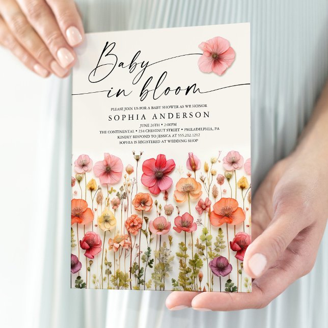 Convite de cartão para chá de bebê Love In Bloom (Criador carregado)