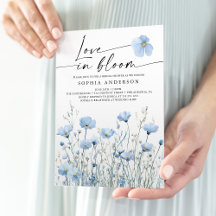 Convite de cartão para chá de noiva Blue In Bloom