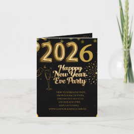 Convite de Cartão para Festa de Ano Novo Elegante