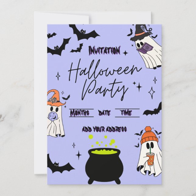 convite de cartão para festa de Halloween (Frente)