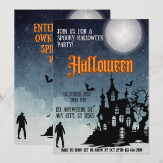 Convite de Cartão para Festa de Halloween Assustad