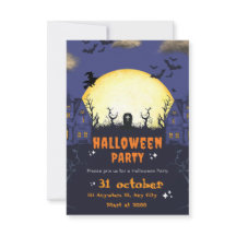 Convite de cartão para festa de Halloween assustad