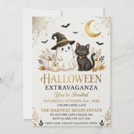 Convite de Cartão para Festa de Halloween em Preto