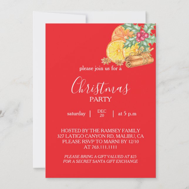 Convite de Cartão para Festa de Natal (Frente)