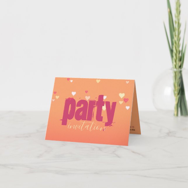 Convite de Cartão para Festa Pinky Blush (Frente)