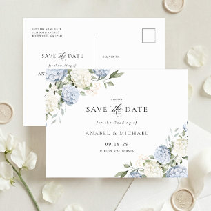 Convite de Cartão Postal Blue Hydrangea para Salva
