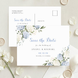 Convite de Cartão Postal Blue Hydrangea para Salva