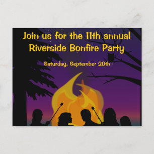 Convite de Cartão Postal de Festa Exterior Bonfire