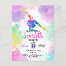 Convite de cartão postal de ginástica aquarela