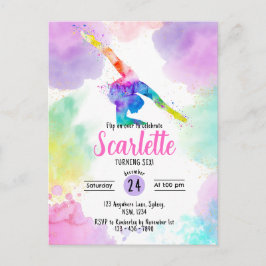 Convite de cartão postal de ginástica aquarela