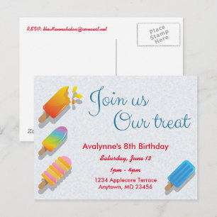 Convite de Cartão-Postal de Picolé de Brinde Junte