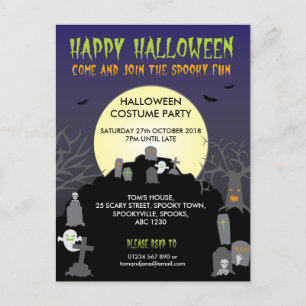 convite de cartão postal 'Feliz Halloween'