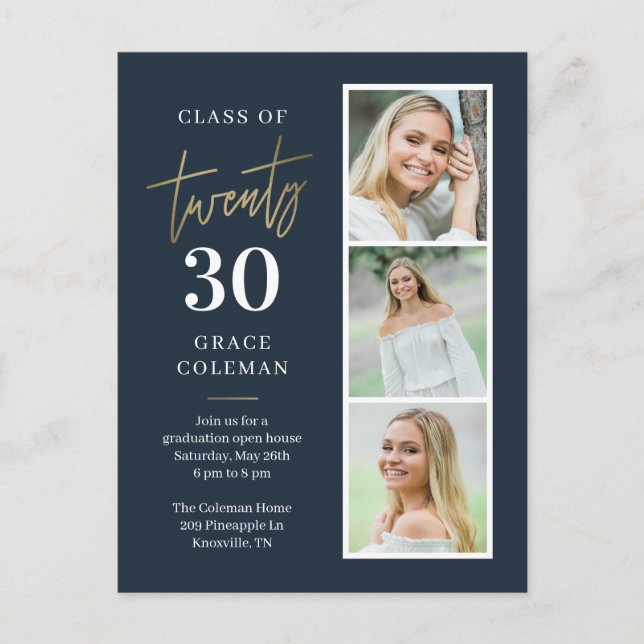 Convite de Cartão Postal para Festa de Formatura n (Frente)