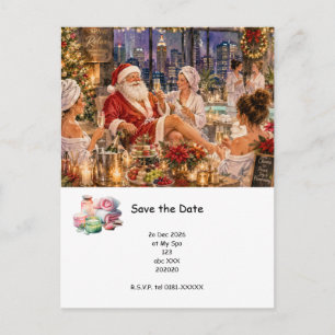 Convite de Cartão Postal para Festa de Spa de Nata
