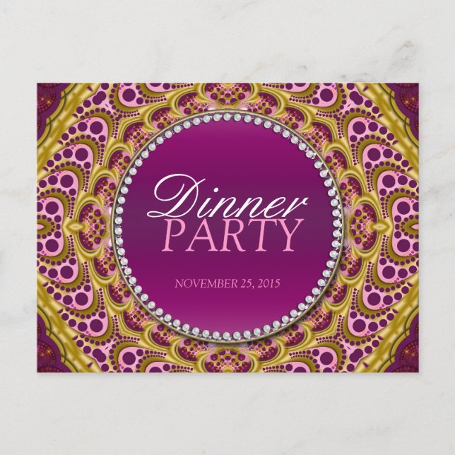 Convite de Cartão Postal para Jantar Exótico do Or (Frente)