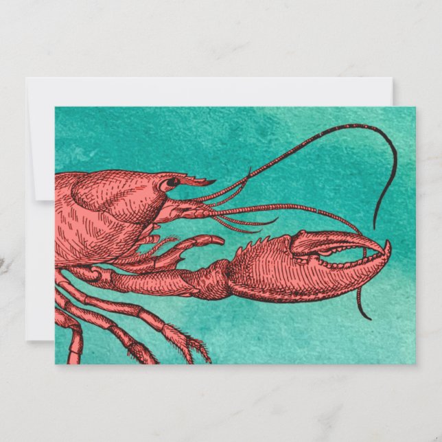 Convite de Cartão Red Lobster Clambake Imagem Vint (Frente)