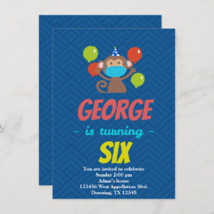 Convite de Cartoon de Máscara de Macaco Filho Pers