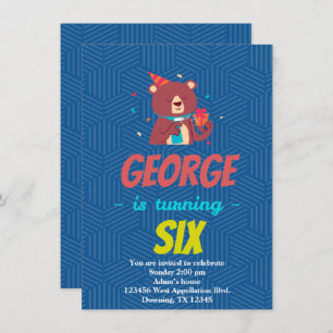 Convite de Cartoon de Urso Filho Personalizado